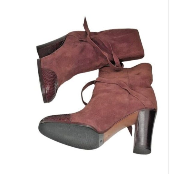 Rossetti Moda Italian Womens Ankle Strap Boots Size 37 Brown Suede 6.5 US - Picture 2 of 10